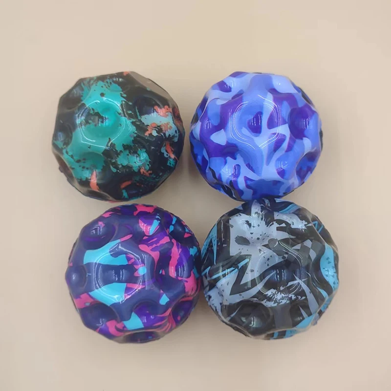 Useful Hole Galaxy Soft Bouncy Ball Anti-fall Moon Shape Porous Bouncy Ball Popping Sensory Fidget Toy Adult Kids Stress Relief