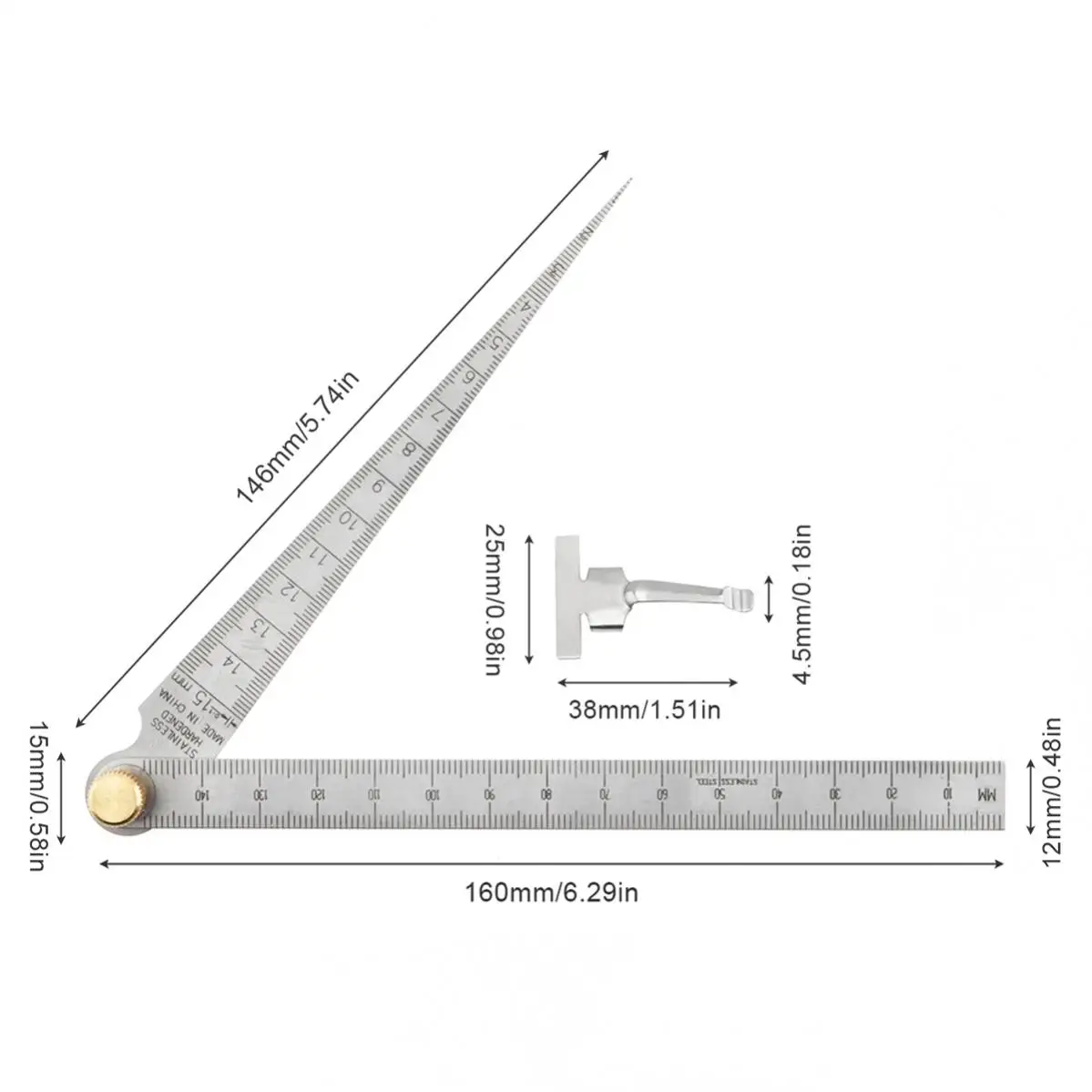 Feeler Gauge Welding Taper Gap Gauge Portable Depth Ruler Hole Inspection Tool Feeler Gauge Gap Gage Rules Meaturing Tools