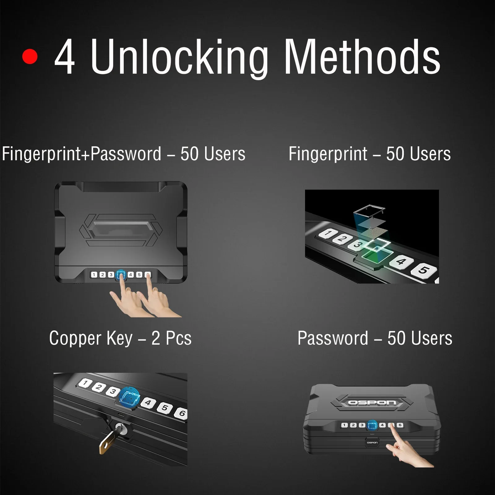 Quick-Access Pistol Gun Safe for Multiple Handguns Amp Ammo with Biometric Fingerprint Lock Auto-Open Lid Safety Device