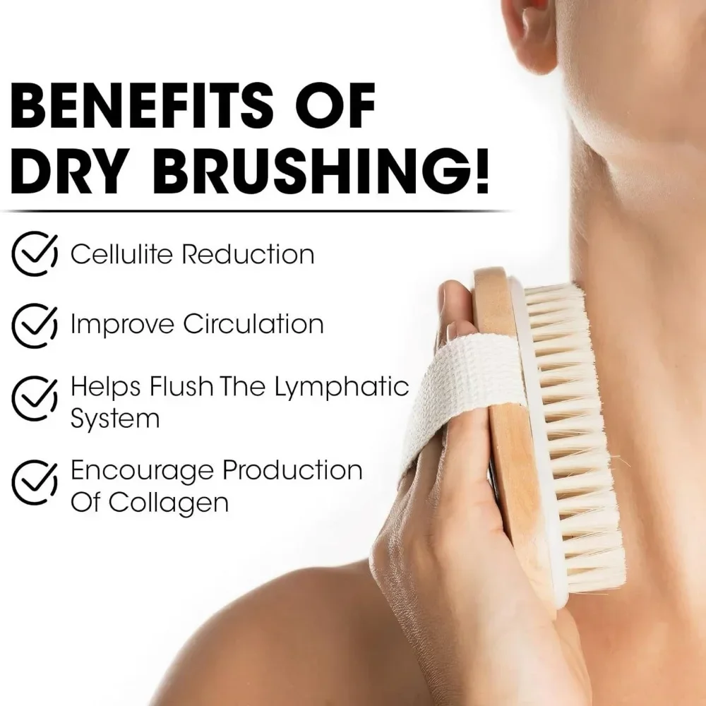 Dry Skin Body Massage Brush Natural Bristle Dead Skin Remover Anti Cellulite Exfoliates Blood Circulation Massage Tools