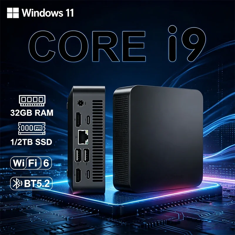 

MINI PC Windows 11 Pro Core i9 10980HK 32GB RAM 1TB 2TB SSD WIFI 6 BT5.2 4K HD Mini Gaming Office Study Pc With 3 Years Warranty