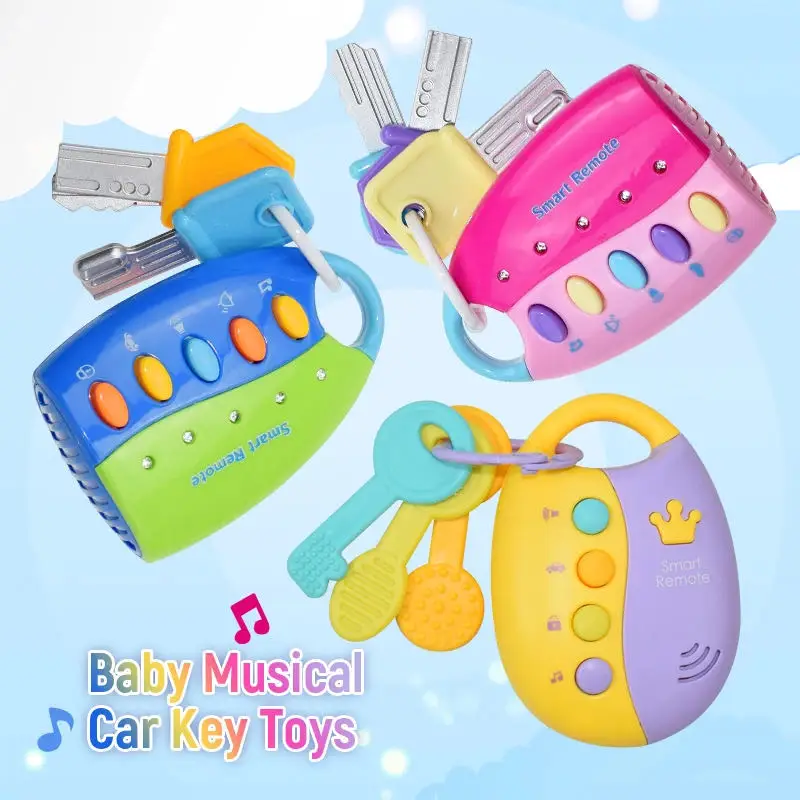 Montessori Baby Toy Musical Cartoon Car Key Vocal Smart Remote Car Voices Music Educational Toys for Kids Toddler Infant Gift