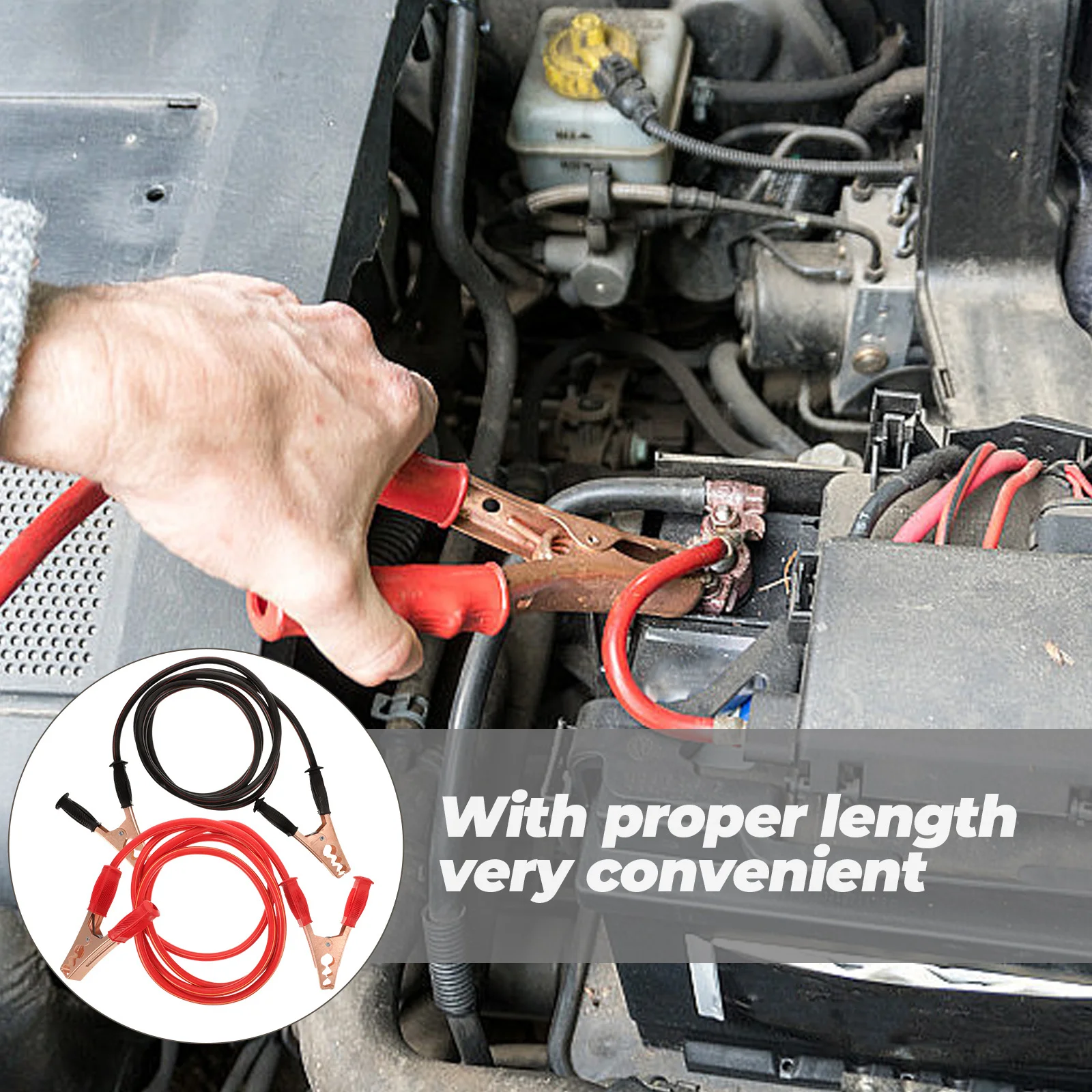 

2Pcs Car Jumper Cable Heavy Duty Emergency Booster Line Clamp Vehicle Starter Cable 3 Meters Automotive Booster