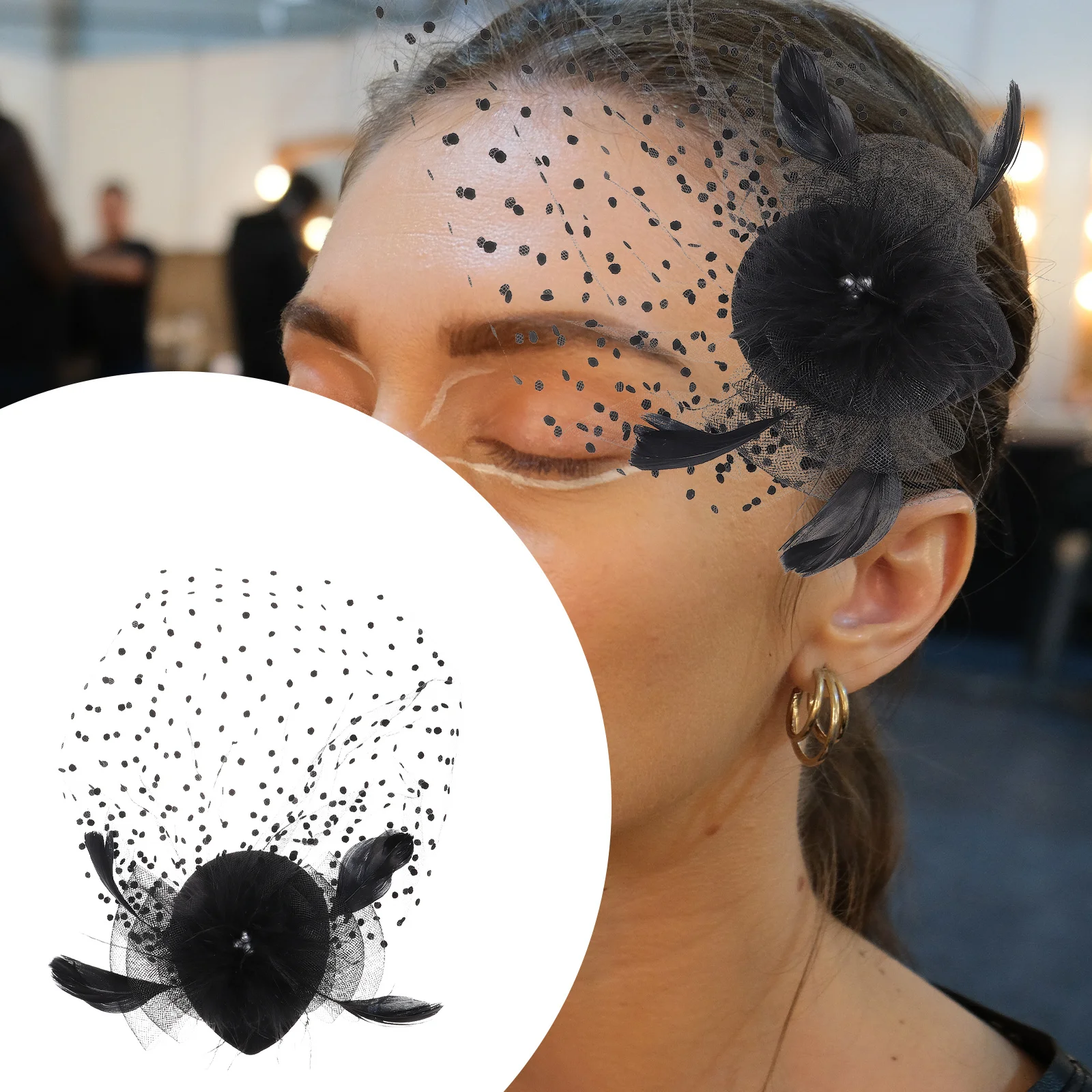 النساء الفاسناتور خوذة النسيج المعادن قبعة الزفاف الزفاف العروس إكسسوارات الشعر الشاي حفلة مأدبة غطاء الرأس قطع زينة قبعة #1