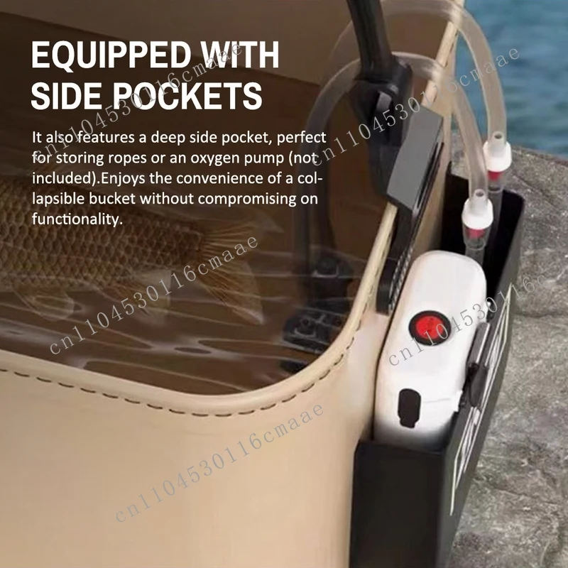 14L Collapsible Fishing Bucket Portable Fish Bucket Multifunctional EVA Water Containers with Mesh Lid, Handle and Rope