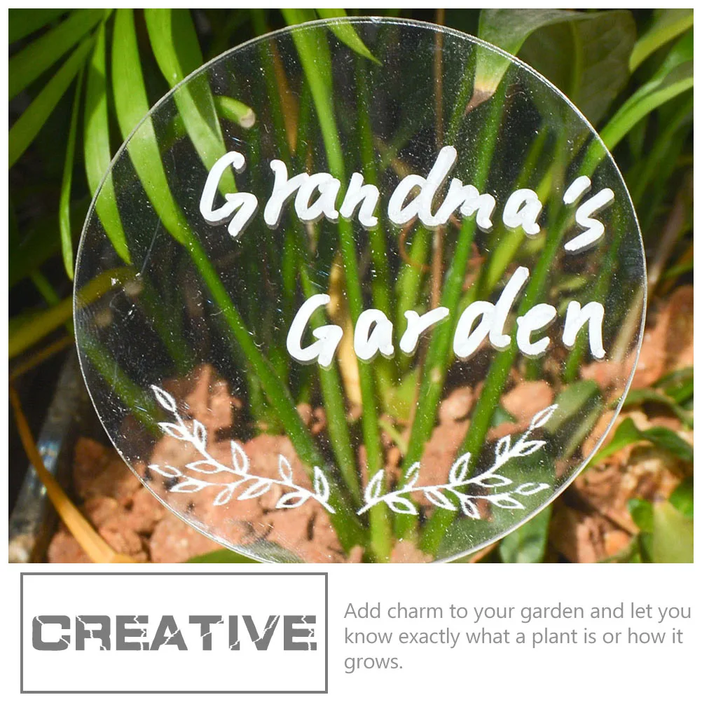 

1 set Acrylic Plant Markers Reusable Waterproof Garden Labels Writable Decorative Tags for Flowers Greenhouse Plants