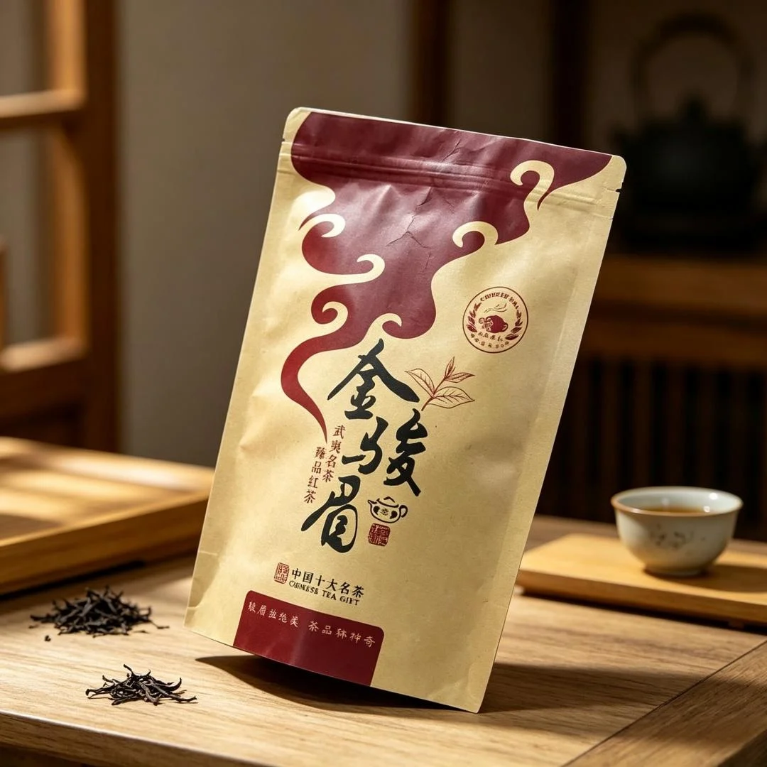A variety of Tea Zipper Bags Jin jun mei Lapsang Souchong Big Red Robe tea Self Sealing bag China Da Hong Pao Tea Packaging Bag