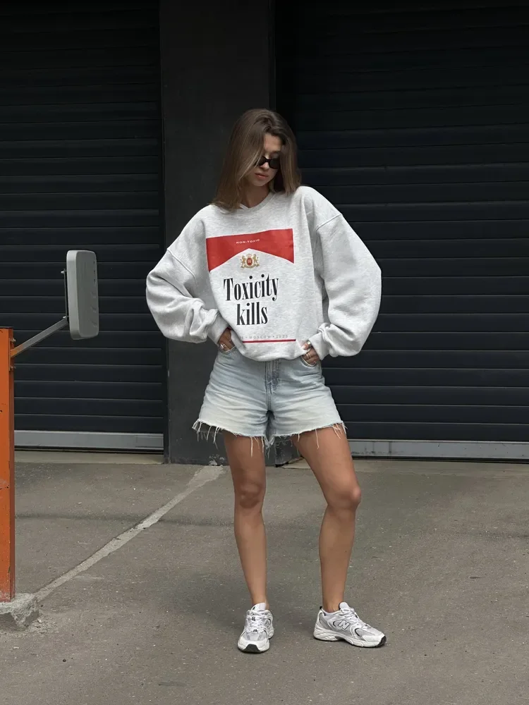 

100% чистый хлопок, русская осенне-зимняя женская свободная спортивная одежда в стиле ретро в стиле хип-хоп, пуловер, свободная уличная толстовка с длинными рукавами