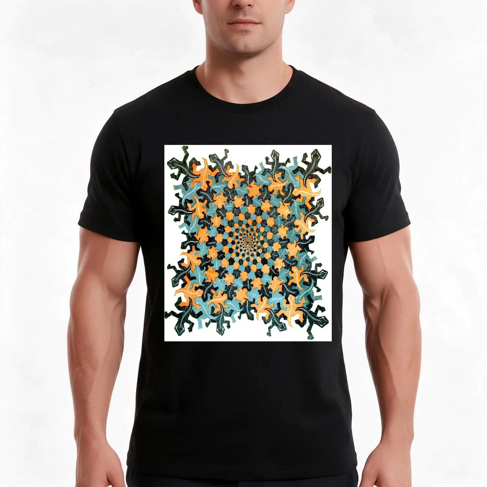 m c escher T-Shirt Summer Casual Cotton Tee Oversized Streetwear Tops Vintage Graphic Print Loose Fit Short Sleeve