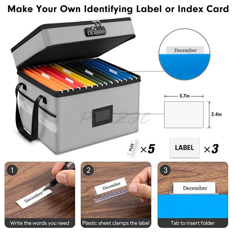 Fireproof and Waterproof Double-layer File Storage Box Valuable Data Archive Box Locked Safe Box