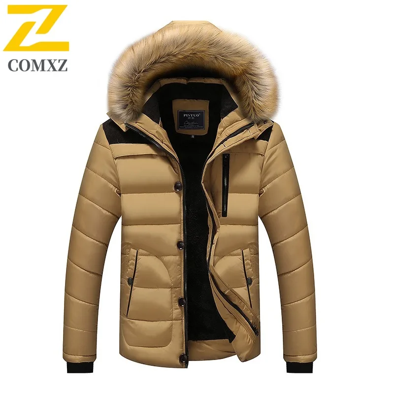 COMXZ Middle Aged Dad Cotton Coat Fleece Lined Thickened Mid Long Thermal Outerwear Senior Casual Daily Wear Cold Winter Weather