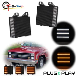 Dynamic LED Amber Front Bumper Turn Signal Lights w/ White DRL/Driving Light For Chevrolet G10 G20 G30 For GMC G1500 G2500 G3500