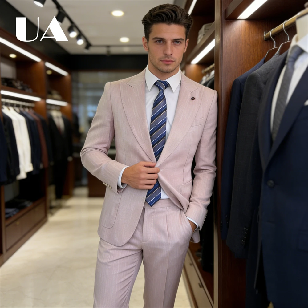 

ULBYANRY - Formal 2-Piece Suit Set for Men, Single Button Jacket with Pants, Business Outfit Wedding Party Guest Suit Attire