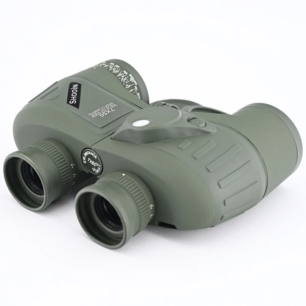 Shooin Optics Nautical Compass Binoculars 7X50mm FMC Nitrogen Floating Waterproof For Hunting Bird Watching Marine Navigation