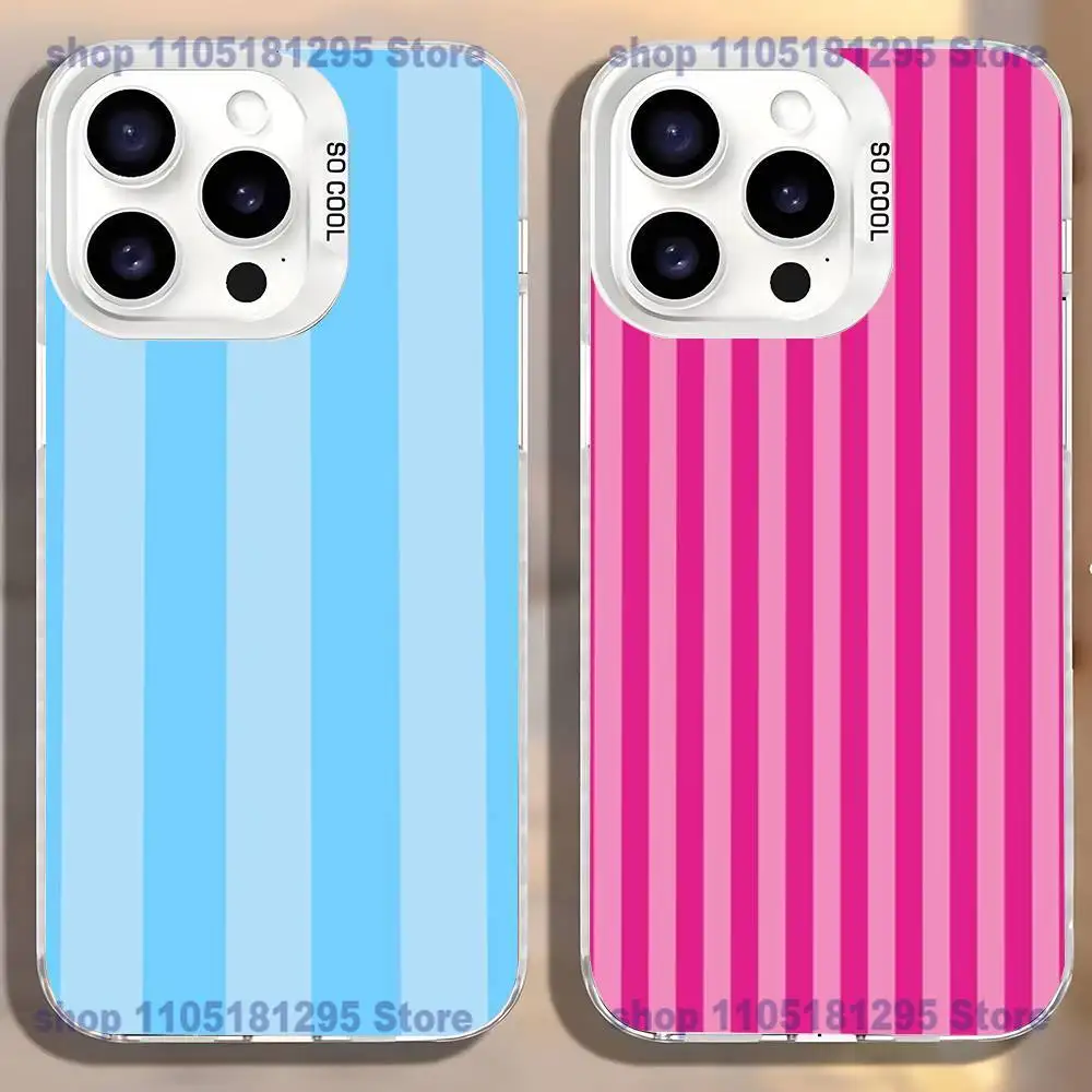 

Colorful Striped Minimalist Couple Phone Case For iPhone17,16,15,14,13,12,11,Mini,Pro,SE,MAX,plus,White Matte Shockproof Cover