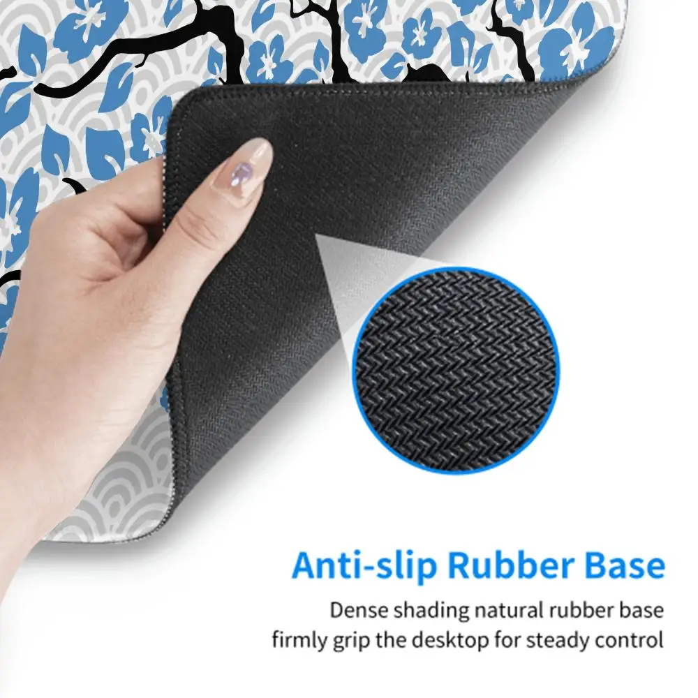 Alfombrilla de ratón japonesa con flor de cerezo, alfombrilla de escritorio gris para ordenador portátil, alfombrilla de ratón Sakura, alfombra de oficina de Anime, teclado de jugador, escritorios de ordenador