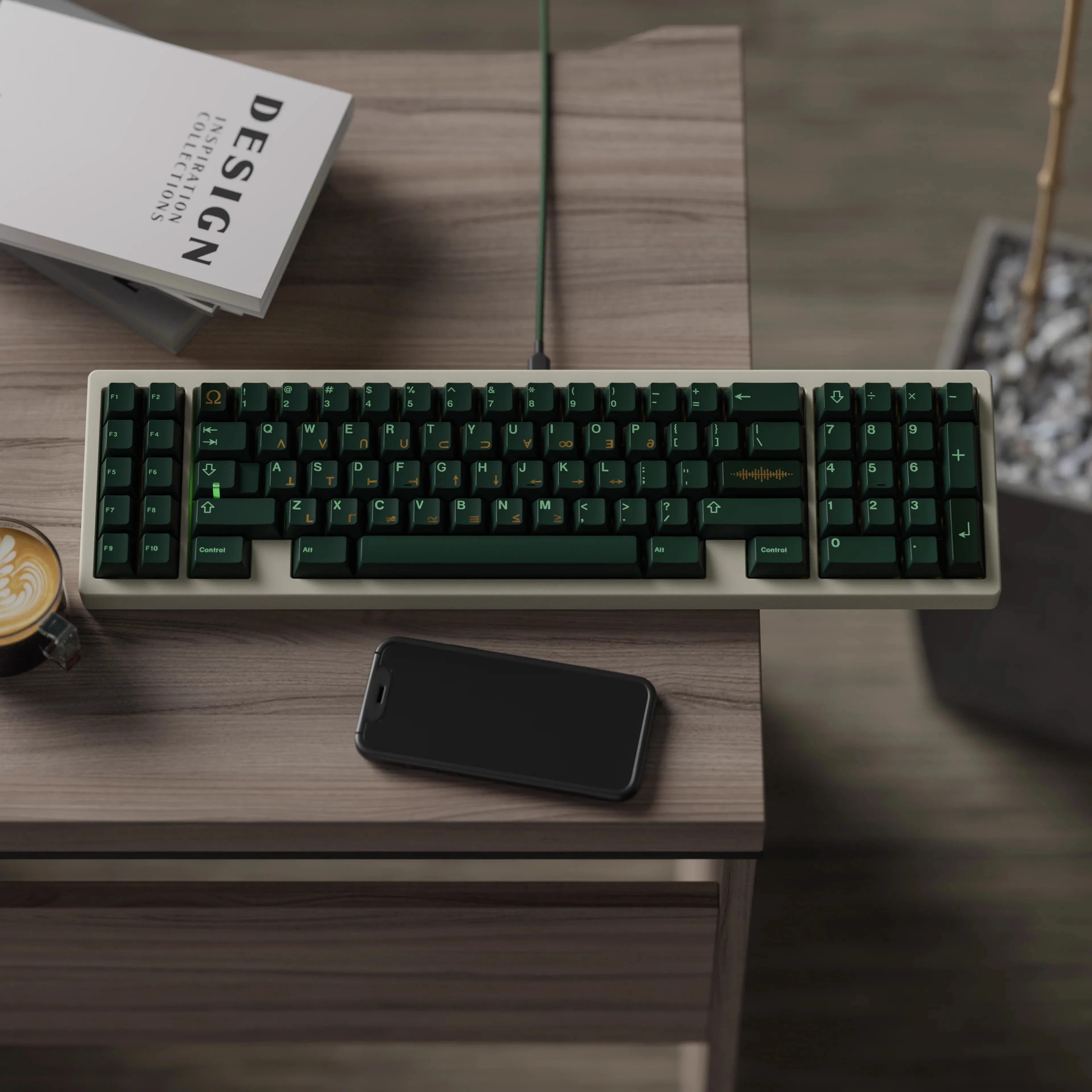 KKB OHM: Zielone Keycapy Tematyczne ABS Sub Keycap Personalizowane Profil Cherry Niestandardowe Keycapy Gamingowe do Klawiatur Mechanicznych na Prezent