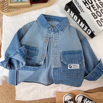 New Spring Autumn Denim Jacket For Boys Fashion Children Clothing Kids Baby Boys Clothes Outerwear Striped Jean Jackets Coat