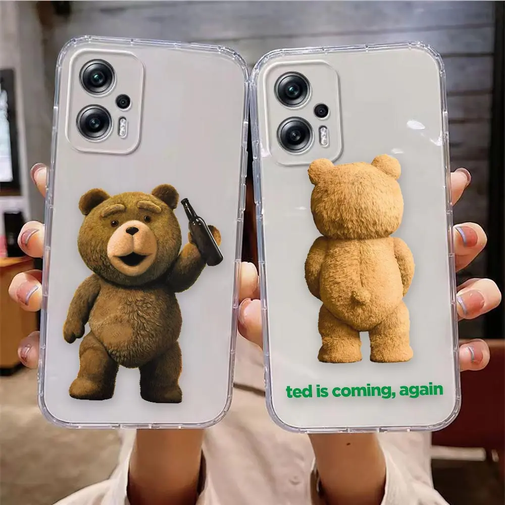 Clear Case For Redmi A1 A2 A3 7 8 9 9A 9C 9T 10A 10X 10 10C 12 12C 13 13C K40 Pro Case Funda Shell Naughty T-Teddy Bear Couple