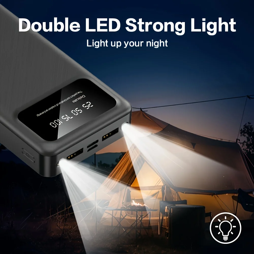 ธนาคารพลังงานแบบพกพาความจุขนาดใหญ่ 30000mAh, ไฟคู่, จอแสดงผลพลังงาน LED, อินเทอร์เฟซอินพุตและเอาต์พุต 4 ตัว