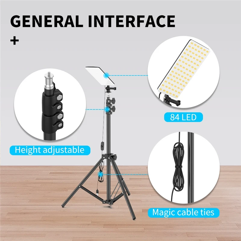 Portable Outdoors Led Work Light USB Tripod Camping Lamp Spotlight 84Leds 180cm Telescopic Adjustable Travel Fishing BBQ Lamp