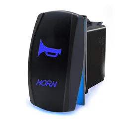 5Pin Marine Rocker Switch Momentary Horn Button Blue LED For Auto Train ATV Boat 12V/20A 24V/10A For Marine Car Boat RV ATV