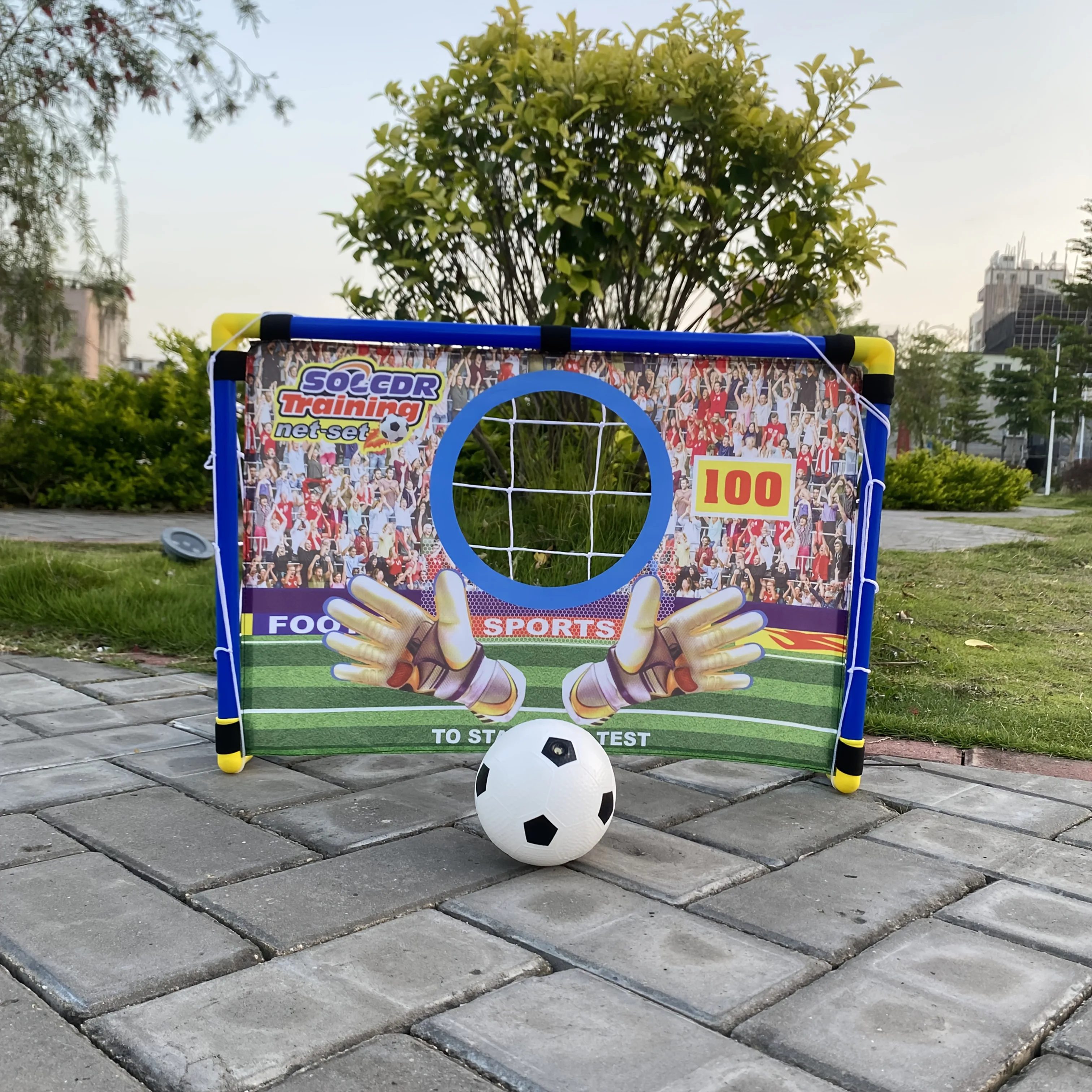 

Portable Plastic Indoor/Outdoor Soccer Set,Goal Net with Scoreboard - Perfect Gift for Boys Birthday Celebrations