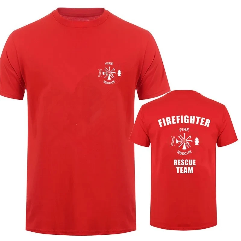

Firefighter Rescue Team T Shirt Men Tees Fireman T-shirts Summer Cotton Short Sleeve Man Tops Vintage Tee Graphic T Shirts Man
