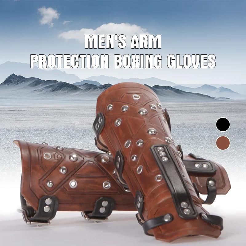 Un par de guantes de boxeo medievales Steampunk para hombre, cinturón Vintage, armadura con remaches, correa para la muñeca, accesorios de juego de rol de caballero gótico