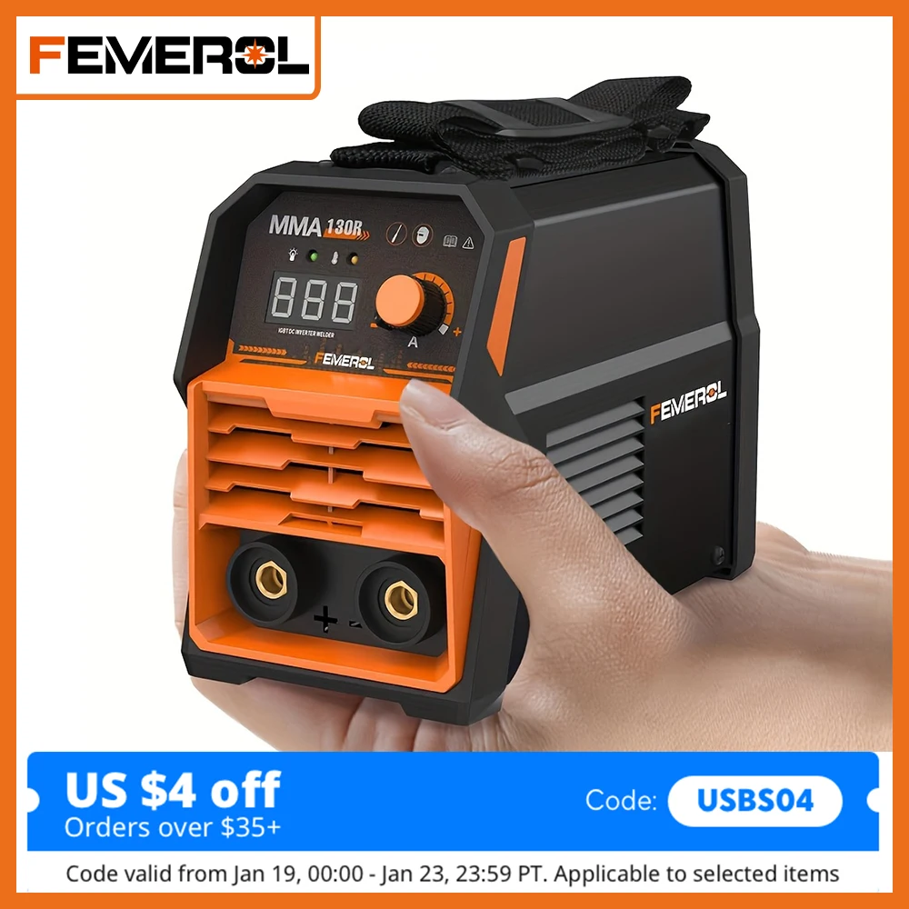 

FEMEROL 130A Stick Welder Mini And Portable MMA Welder Hot Start 110V ARC Welding Machine Digital Display lGBT Inverter Welder