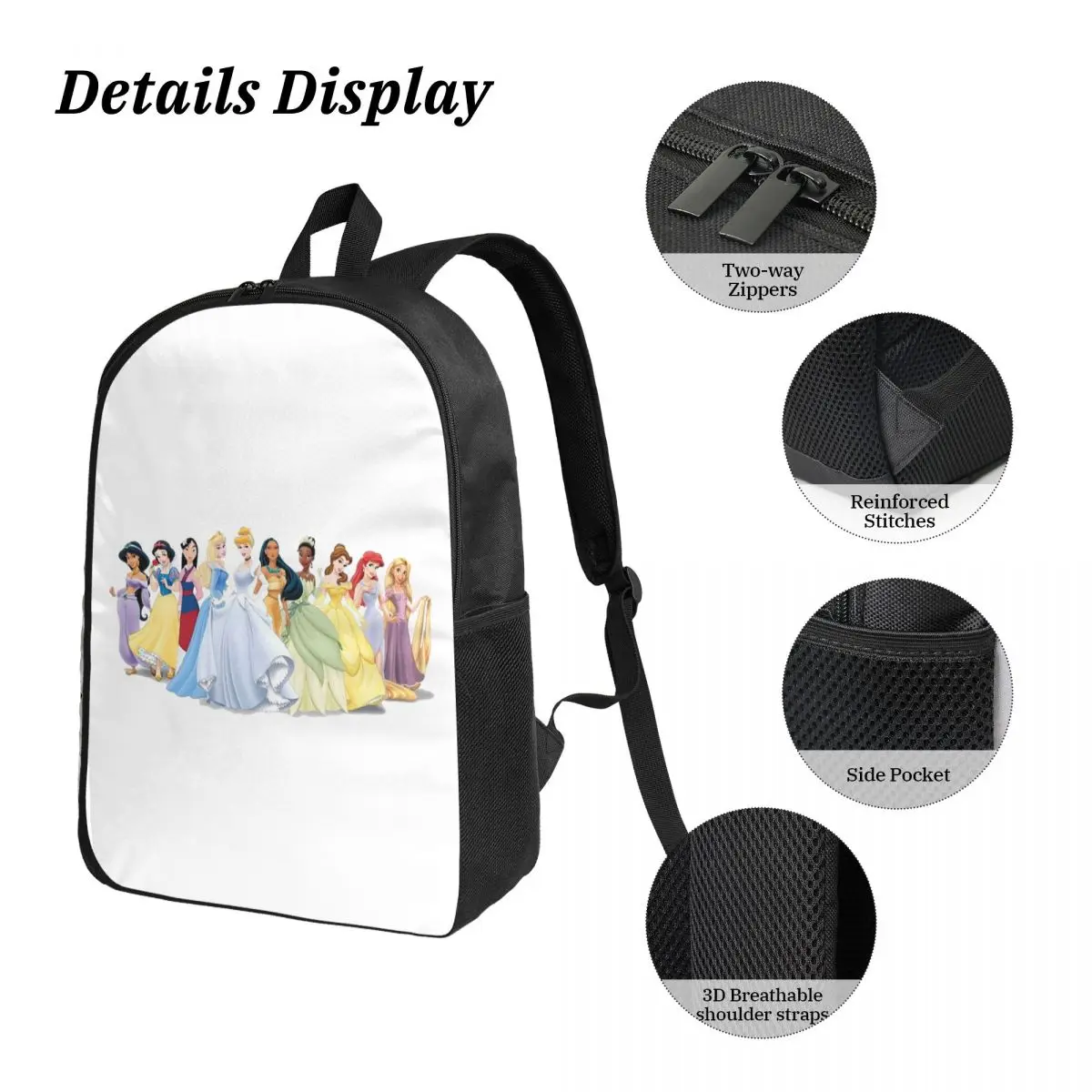 سندريلا على ظهره طالب بنين بنات BookBag حقيبة مدرسية حقائب كتف الكمبيوتر 3ps معزول حقيبة الغداء مقلمة