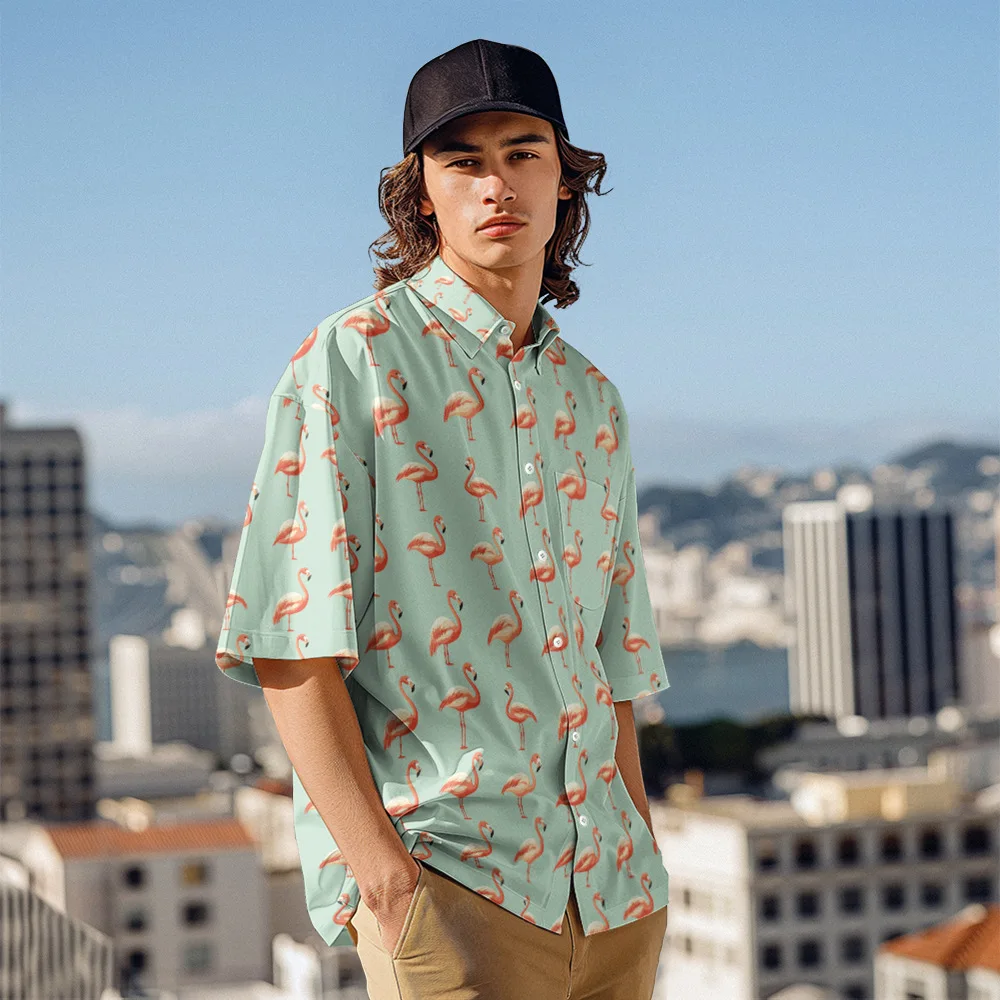 

2026 Independent Site New Men's Short-Sleeve Collared Shirt Short-Sleeve Summer Fashion Beach Hawaiian Short-Sleeve Shirt