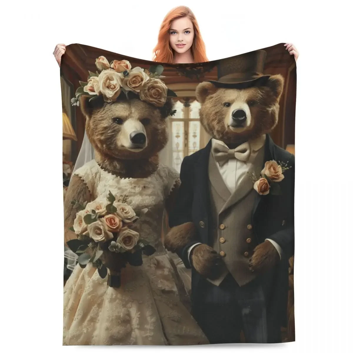 

Пара играющих в роли медведя. Очень мягкое одеяло премиум-класса из шелковистого фланелевого флиса. Легкое одеяло в клетку с 3D рисунком.