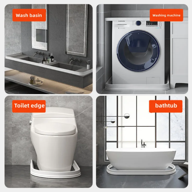 Bendable Bathroom Water Stopper Self-Adhesive Silicone Retaining Strip Water Shower Dam Flood Barrier Dry&Wet Separation Blocker