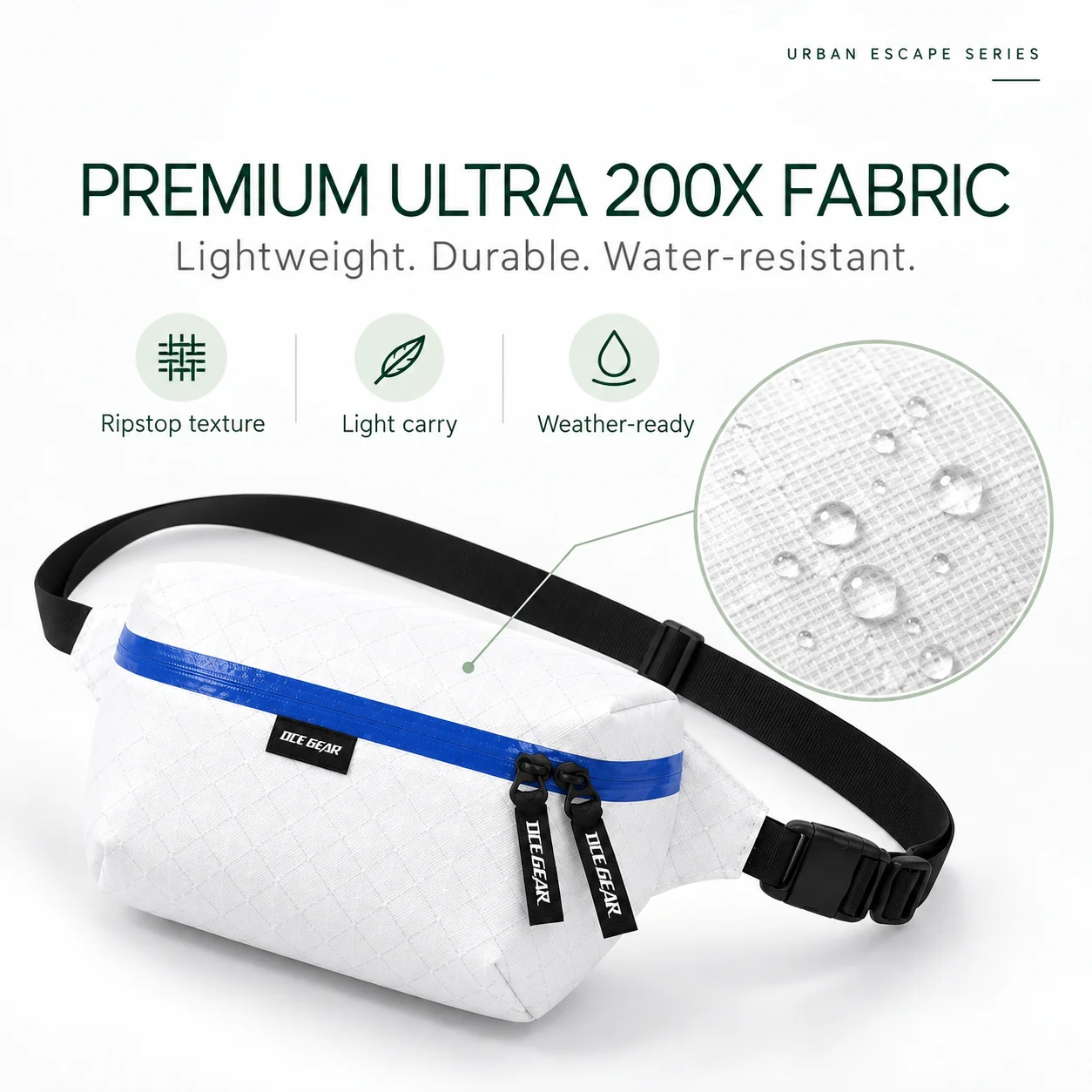 Ultra Lightweight Sling Bag 90g Outdoor Waist Pack Ultra 200X Fabric Waterproof Chest Bag Travel Crossbody Bag EDC Phone Pouch