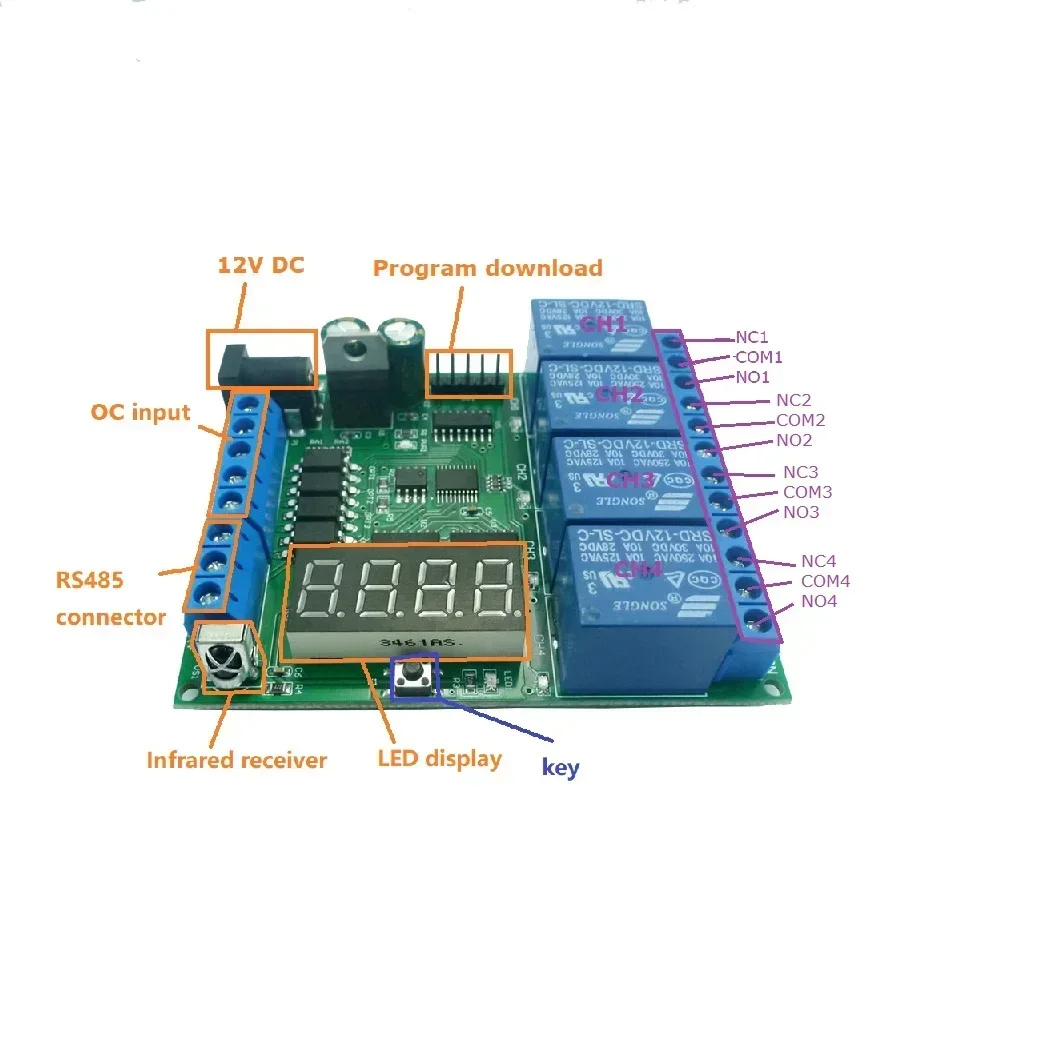 N722A04 Nuvoton C51 MCU N76E003 MCU Development Board MS51FB9AE LED Infrared Remote Control Optocoupler LED RS485 Relay Module