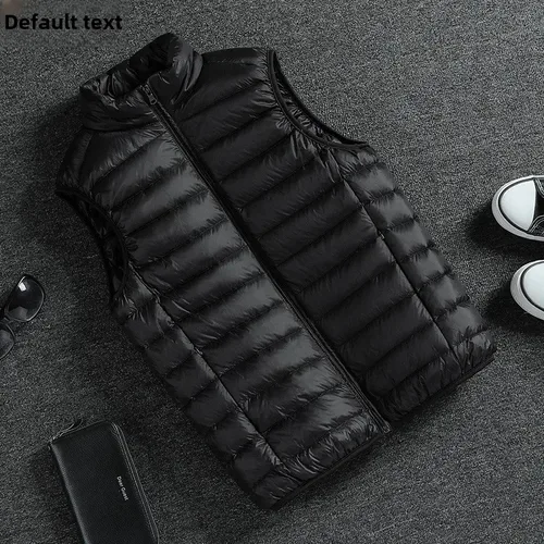 초경량 민소매 퍼퍼 조끼 코트, 초박형 따뜻한 경량 다운 재킷, 겨울 남성 덕 다운 조끼 코트 
