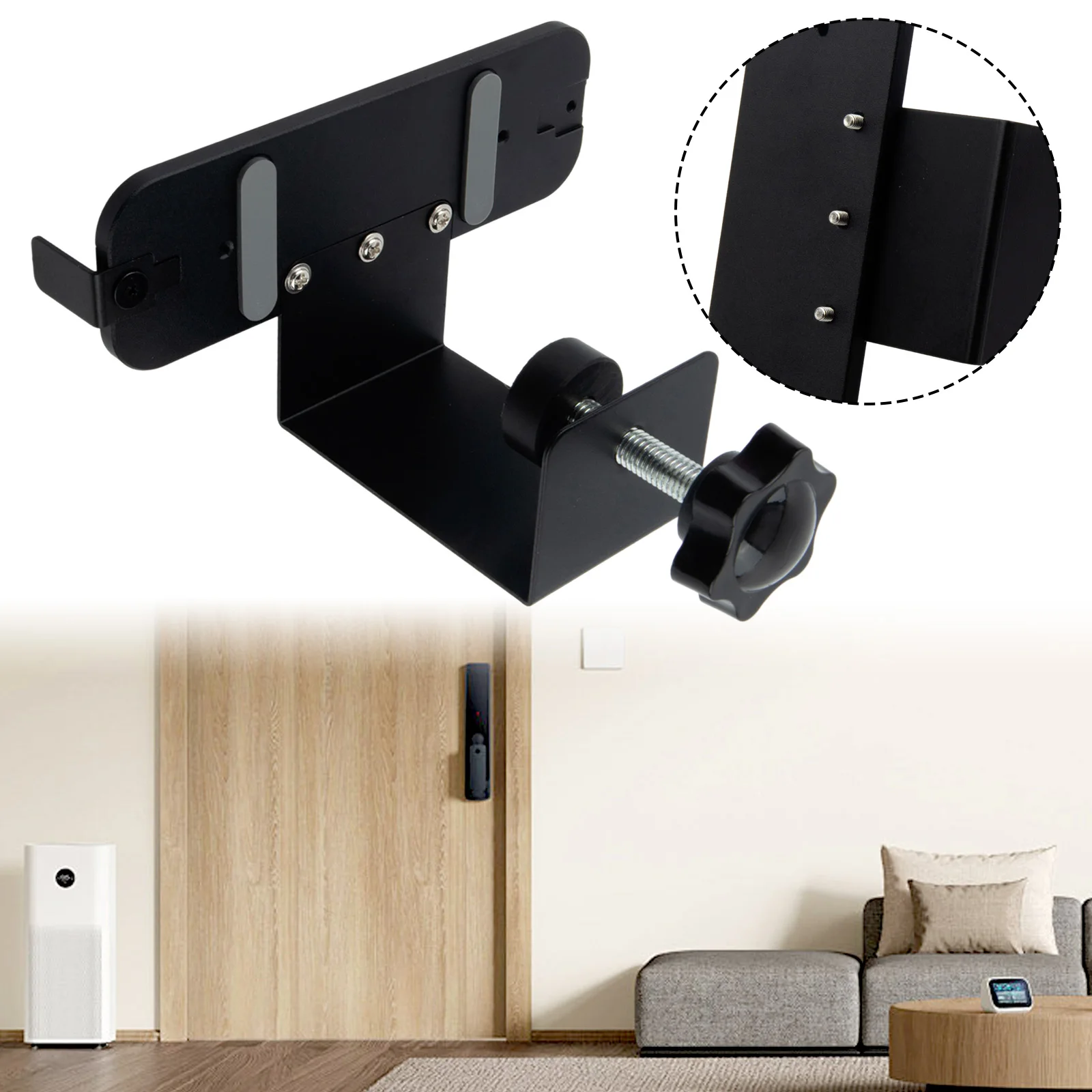 Se adapta a la mayoría de puertas Soporte para timbre Negro/Plata Fácil instalación No requiere perforación Alta calidad Ampliamente aplicable