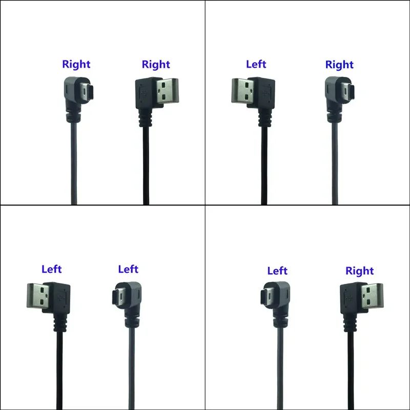 Mini USB Cable 90 Degree Right Angle for MP3 Bluetooth Speaker Charger Mini Usb Power Cable Usb Left Angled Mini Charging Cable