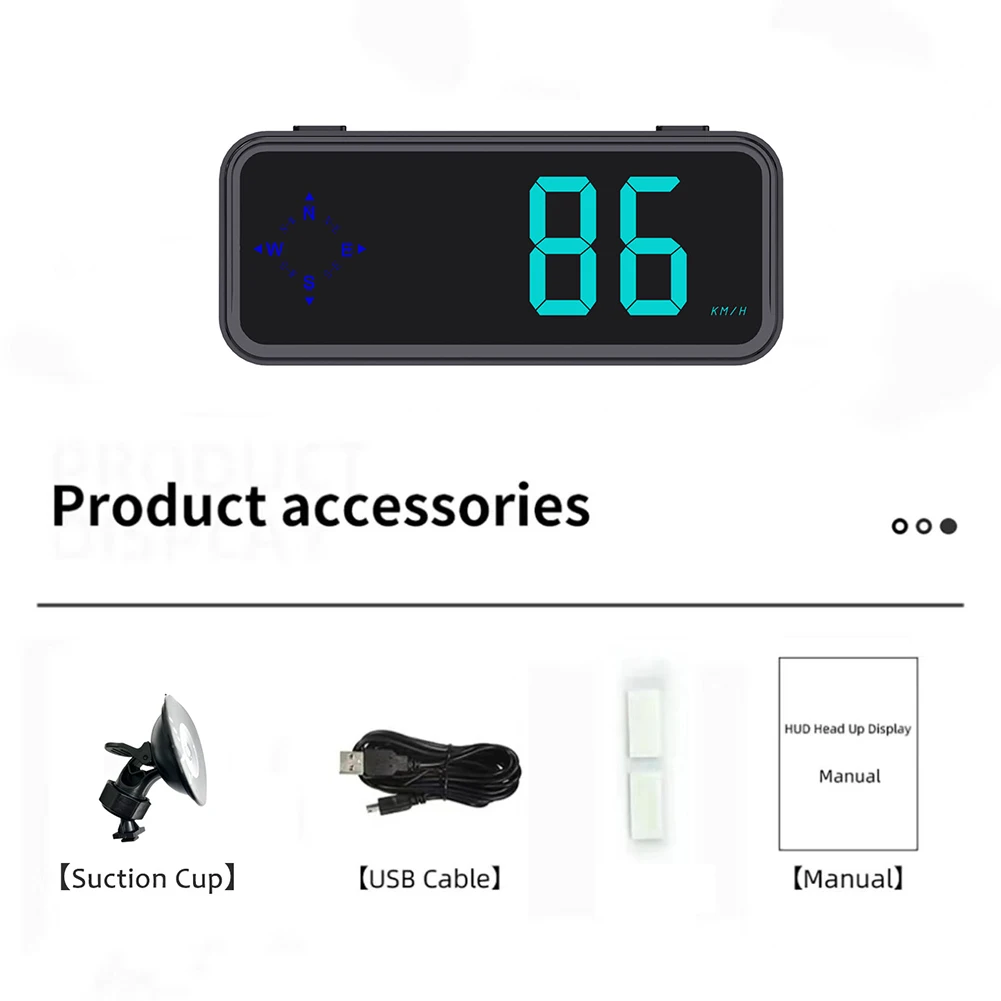Car head up display digital speedometer with GPS For compass for accurate vehicle speed tracking and directional information