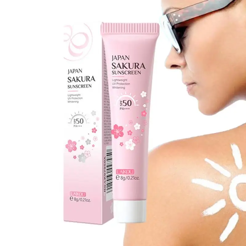 Portable Sunscreen Sakura Facial Sunscreen SPF50 Gel Isolation Lotion Cream Body Sunscreen Facial Moisturizing Whiten Skin