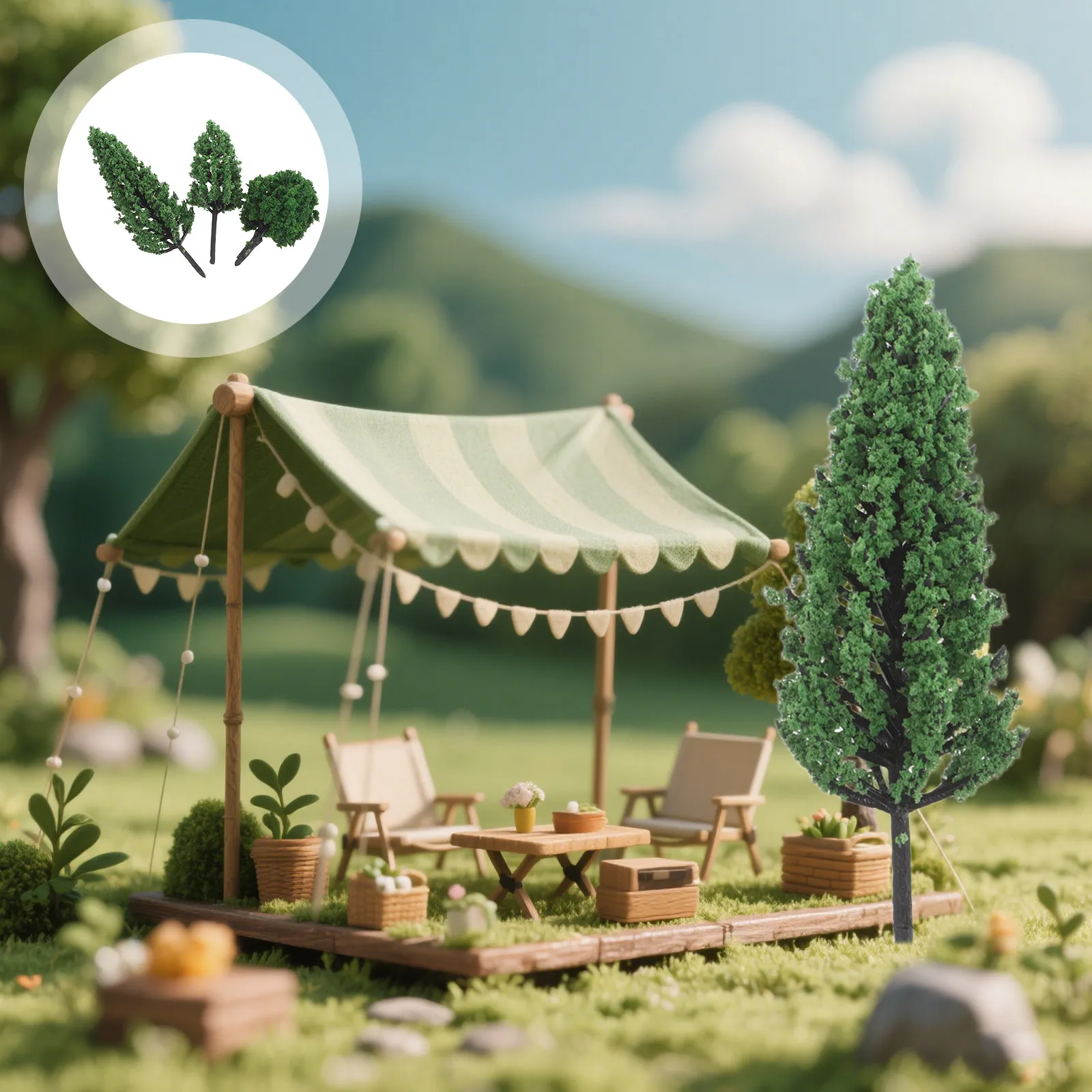 50Pcs Architectural Scenery Trees Miniature Realistic Small Trees for Train Layout Sand Table Natural Landscaping Decoration
