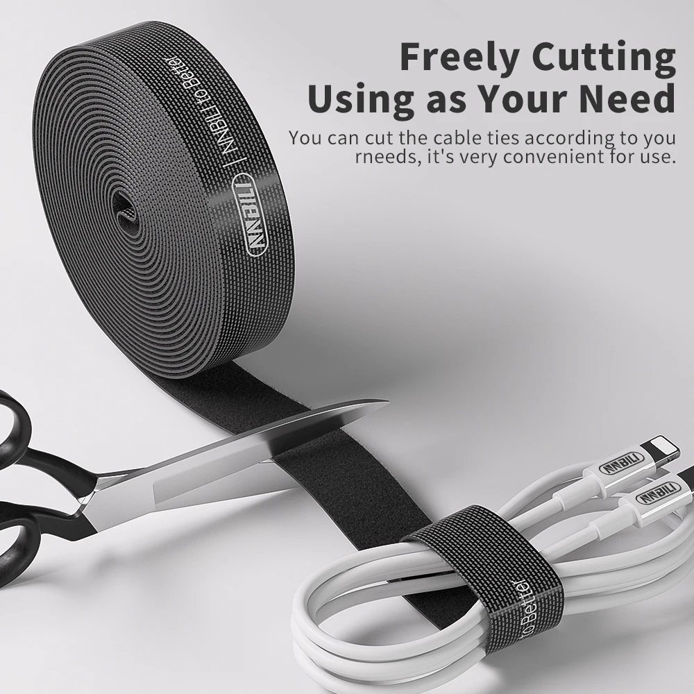 حزام إدارة كابلات البيانات NNBILI قابل لإعادة الاستخدام وقابل للفصل يمكن قطعها بحرية حزام فيلكرو متعدد الوظائف ملحقات تخزين ثابتة