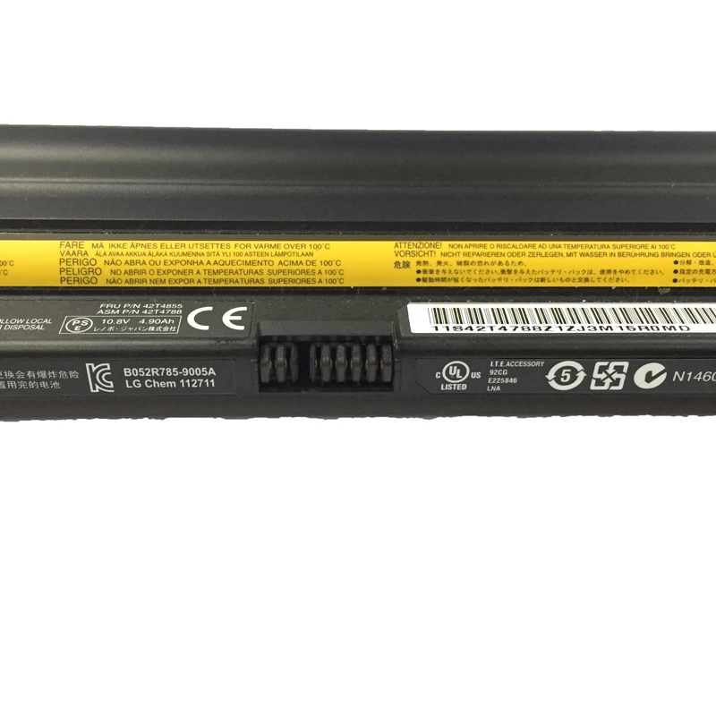 Batterie d'ordinateur portable pour Lenovo ThinkPad, E10, X100E, X120E, X120, X100, Edge 11 ", 0A36278, 42T4781, 42T4783, 42T4784, 10.8V, 57Wh, 42T4855, 42T4893