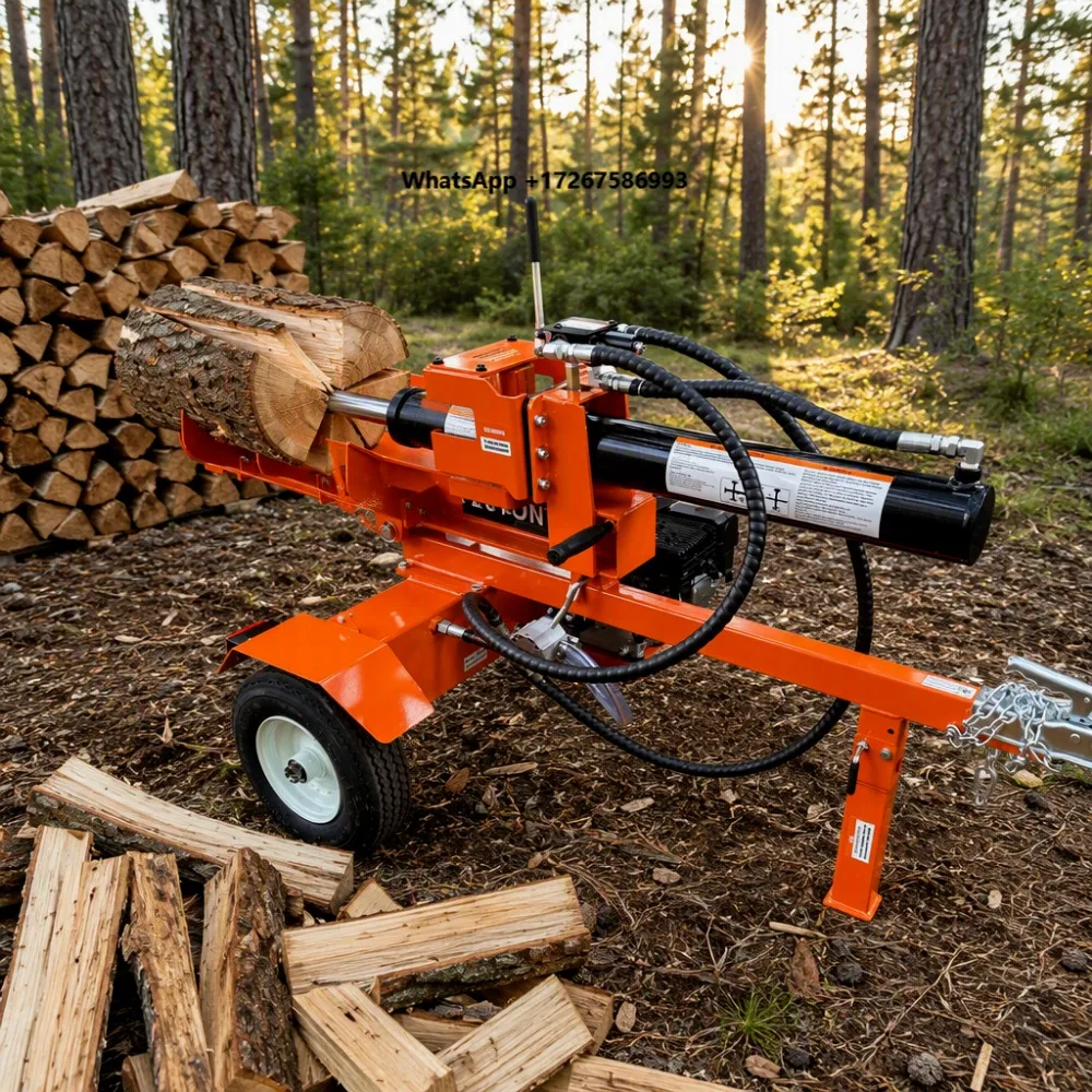 BISON(CHINA) 7HP Operated Log Splitter Zhejiang Portable Electric Firewood Cutter 22Ton Wood Machine 400mm Cutting Diameter