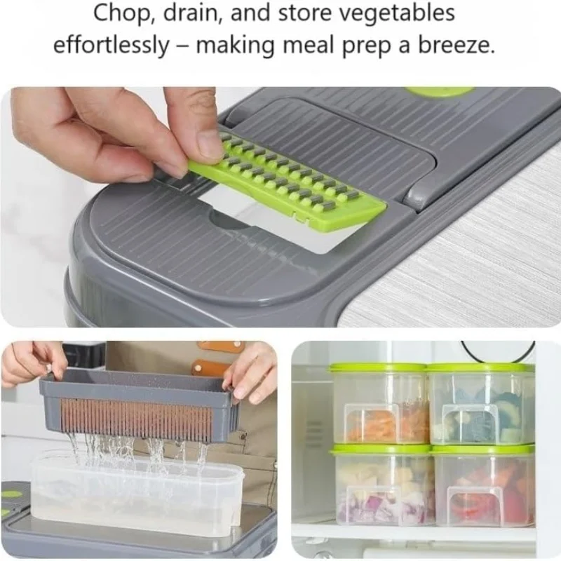 All-In-One Veggie Prep Station with Built-In Cutting Board Chop Slice Spiralize Grate Store - Conquer Meal Prep in Minutes