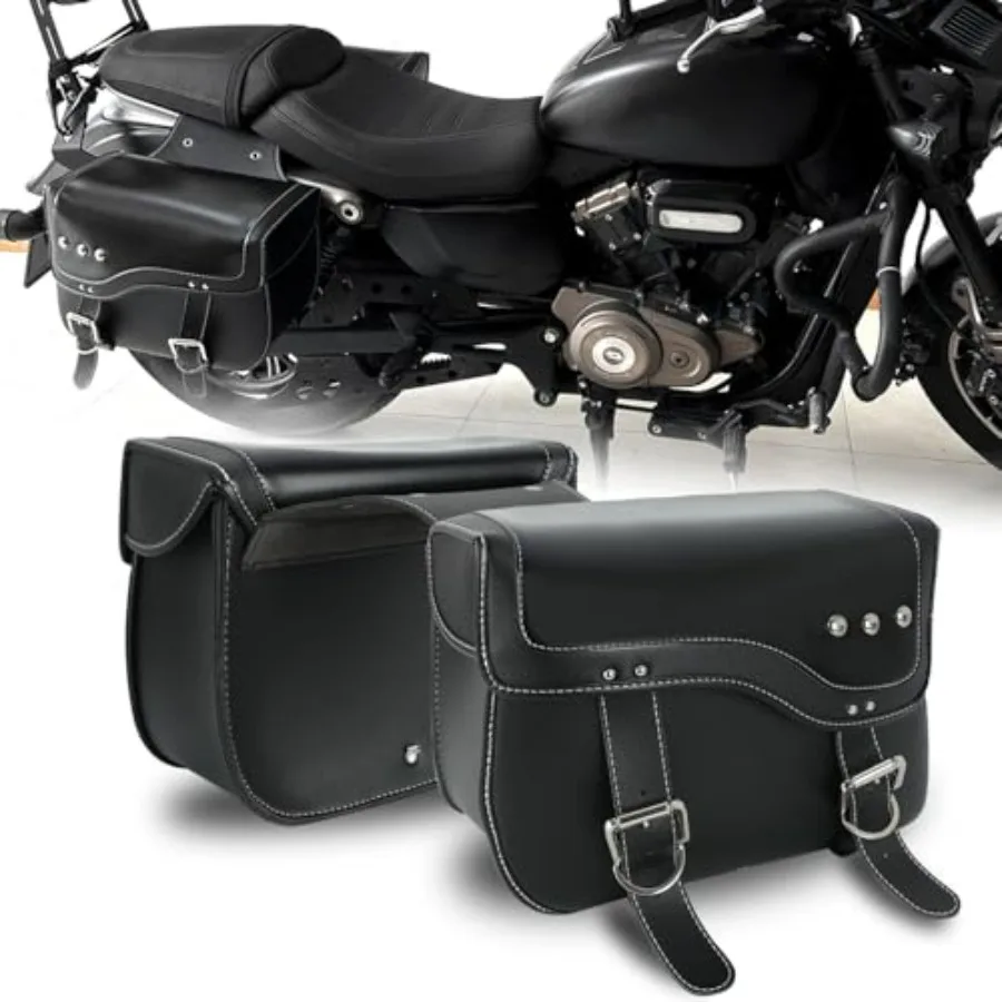 

Universal Leather Motorcycle Saddlebags Waterproof Large Ccity Sportster Softail Shadow Dyna V-star Riding Luggage Bag Brown