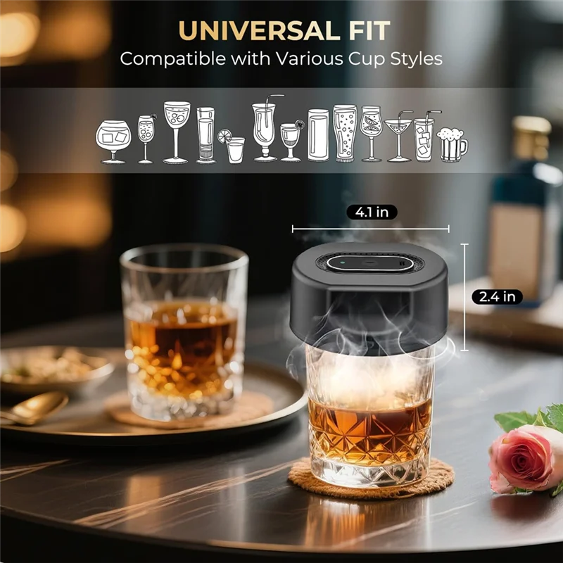 Kit de fumante elétrico ABLK para coquetéis - inclui 6 sabores de lascas de madeira - Kit de fumante de uísque presentes para homens/pai/marido