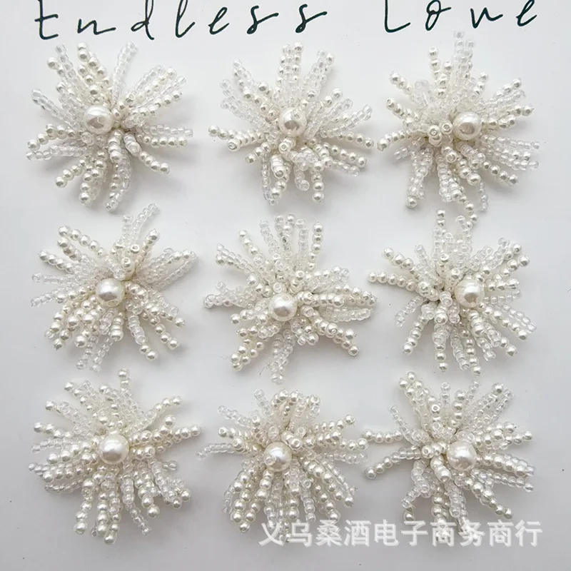 Handcrafted Beaded Pearl Firework Blossom Shoe Clips for Clogs Versatile Embellishment for DIY Beaded Buckle Craft Premium
