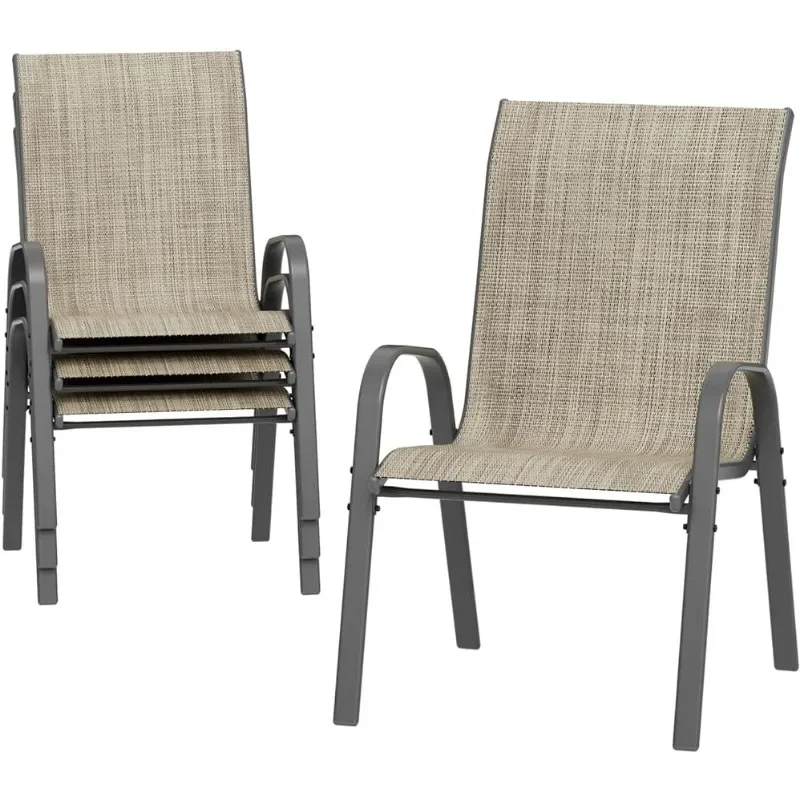 UDPATIO Patio Dining Chairs Set of 4, Outdoor High Stacking Chairs, Indoor/Outdoor Chairs Backyard Deck Garden Chairs